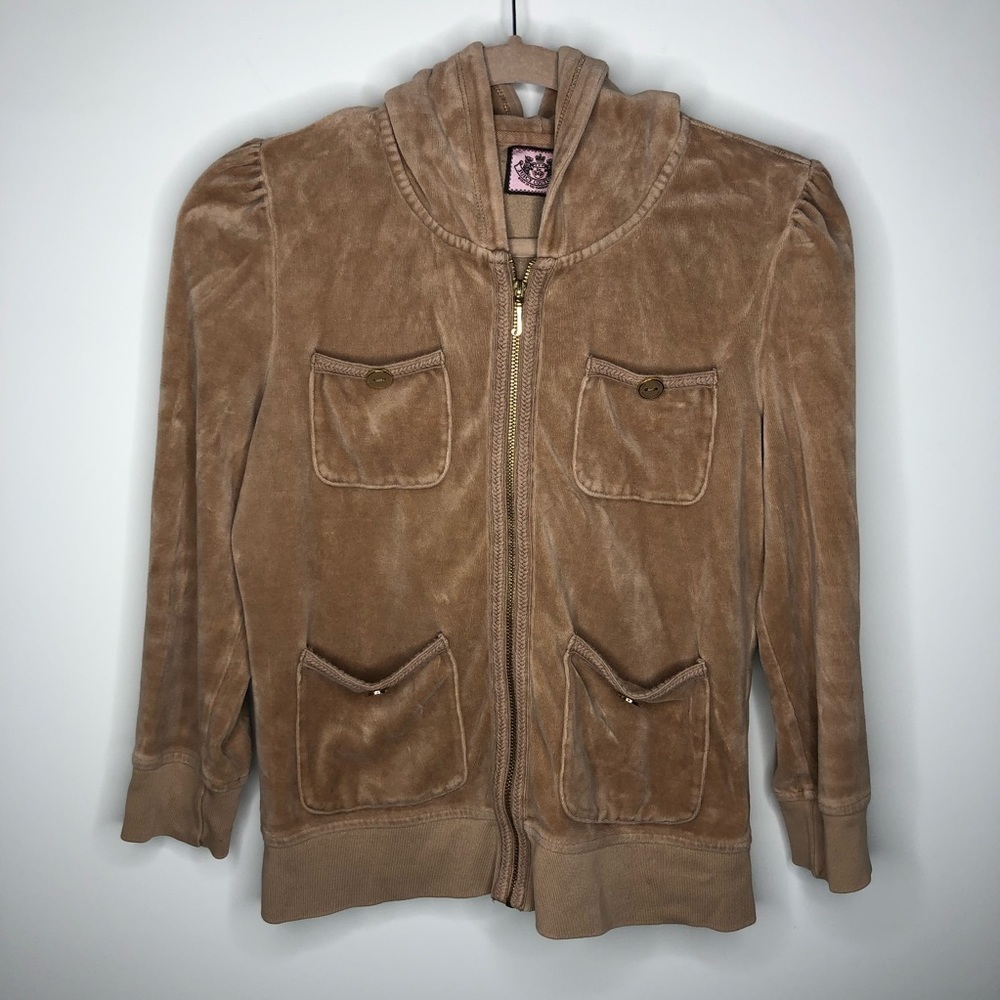 Juicy Couture Cropped Velvet Hoodie L